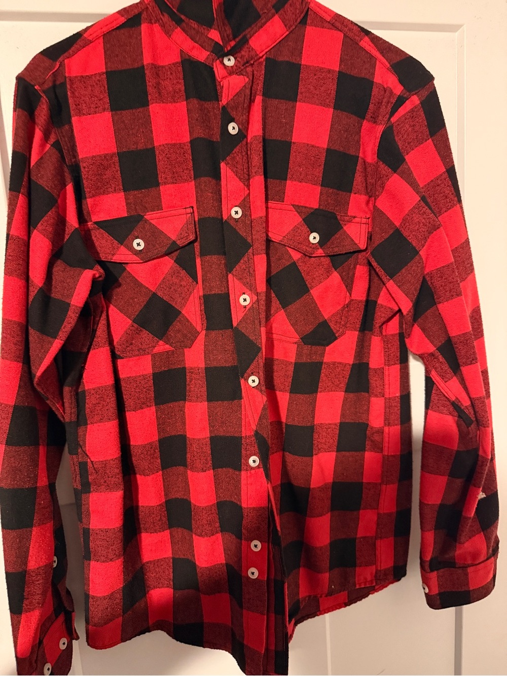 Red and Black Buffalo Plaid Button-Up Shirt